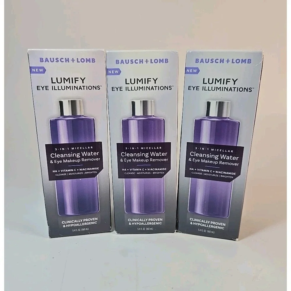 3 Pack: Bausch + Lomb Lumify 3 in 1 Micellar Cleansing Water 5.4oz ea